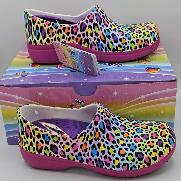 NEW Lisa Frank × CROCS nonmarking, slip resistant cheetah print  clogs size 7 - Picture 12 of 15